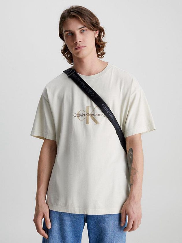 Calvin Klein USA Relaxed Monogram Mens T-Shirt Beige 9652130-EN